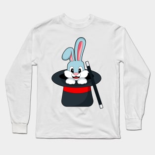 Rabbit at Magic with Wand & Hat Long Sleeve T-Shirt